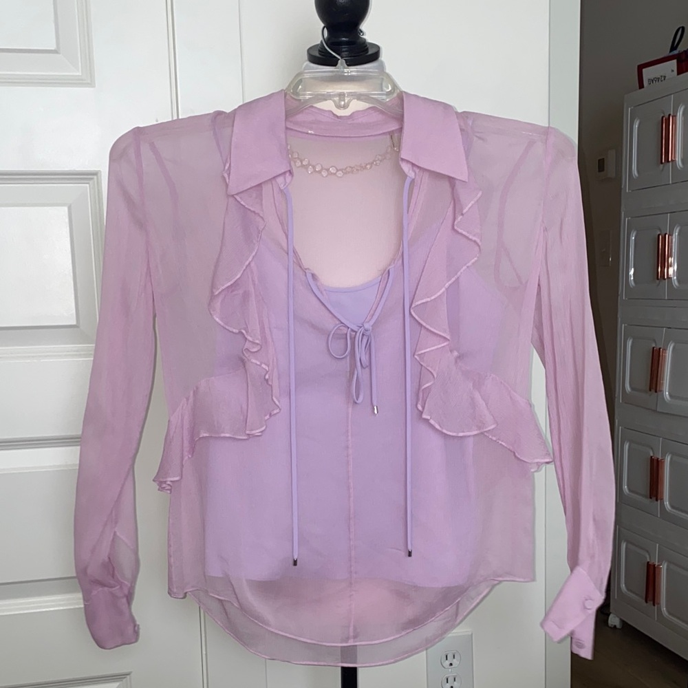 Diane Von Furstenberg Light Purple Ruffle Blouse with Camisole